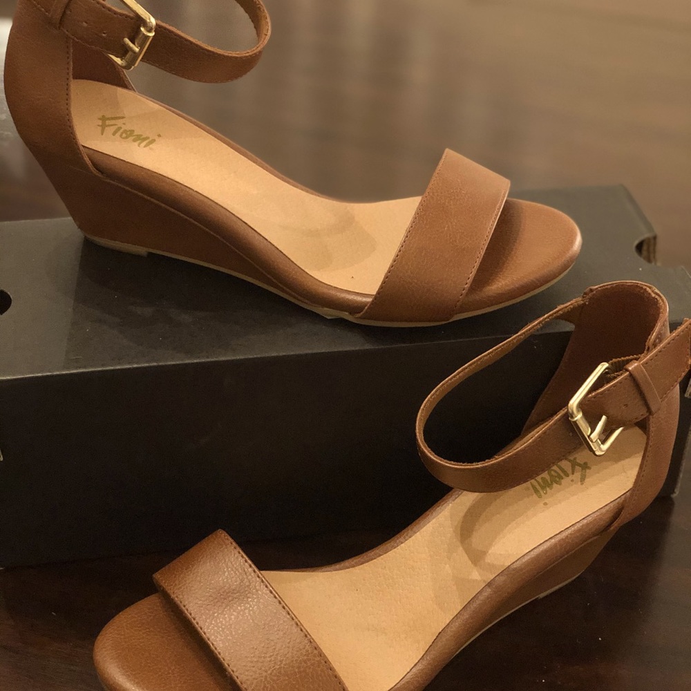 Camel Color Wedge Sandals